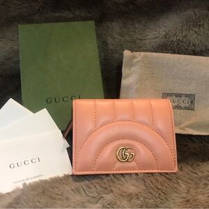 Gucci Marmont Leather Wallet NEW Peach